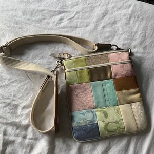 Multicolor Patchwork COACH Crossbody with Adjustable Strap